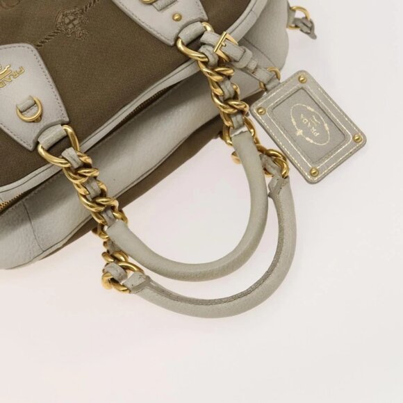 PRADA Hand Bag Canvas 2way Beige Gold Auth - Picture 8 of 16